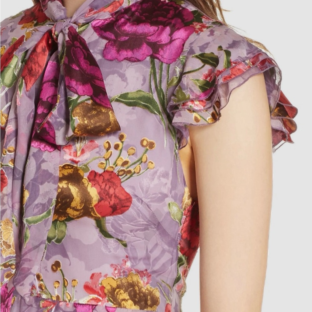 Alice + Olivia Water Lotus Lavender Floral Mini Dress (Size 0) NWT - Picture 2 of 9